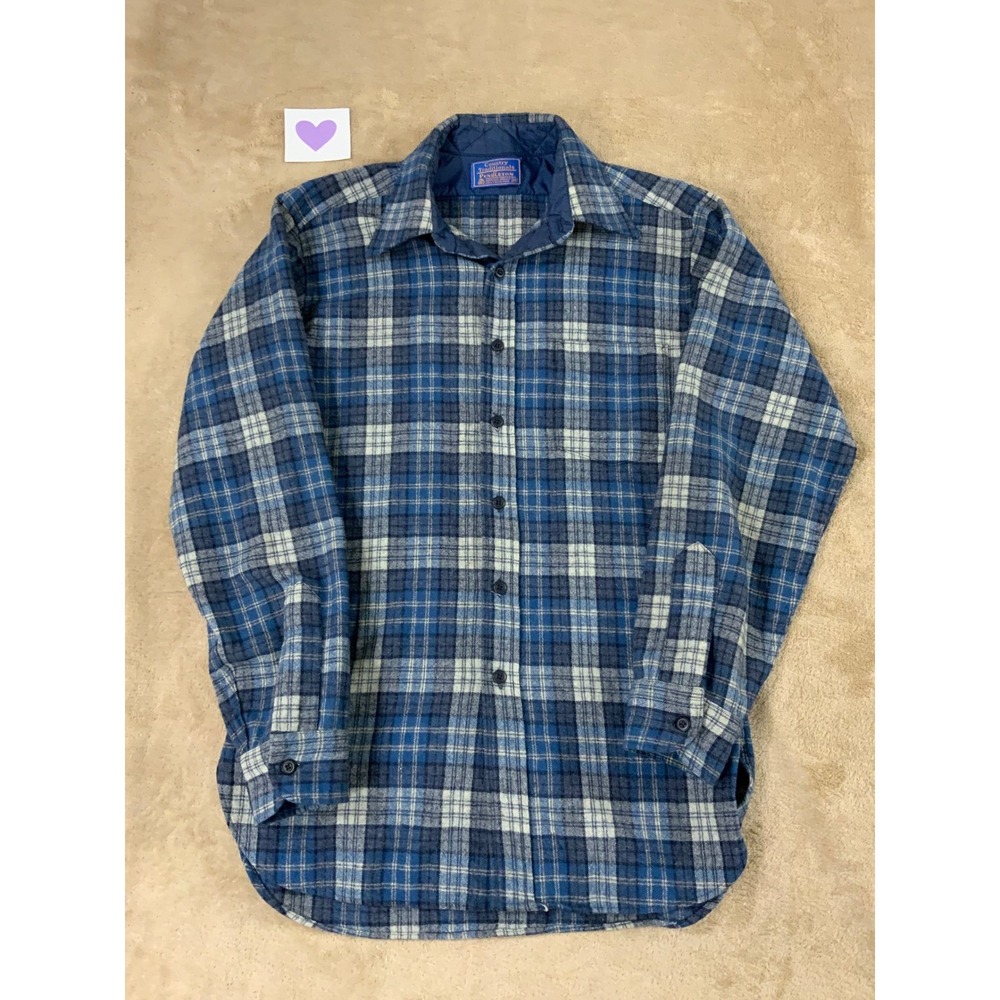 Vintage Pendleton country traditional Shirt Mens M Blue Plaid Long Sleeve EUC